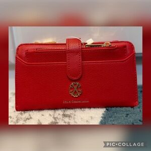 CXL by Christian Lacroix Red Pebble Leather Zip Wallet NWT Bryce ID Fold